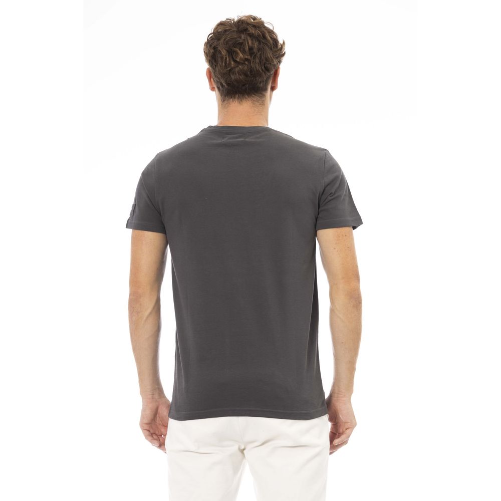 Baldinini Trend Chic Gray Monogram Crew Neck Tee