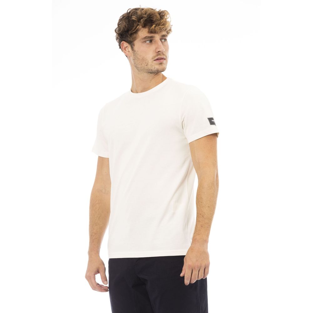 Baldinini Trend Elegant White Monogram Crew Neck Tee