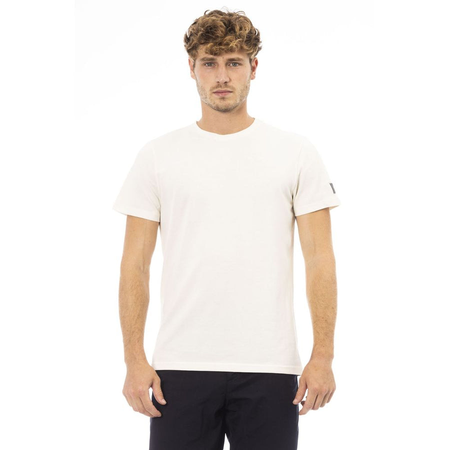 Baldinini Trend Elegant White Monogram Crew Neck Tee