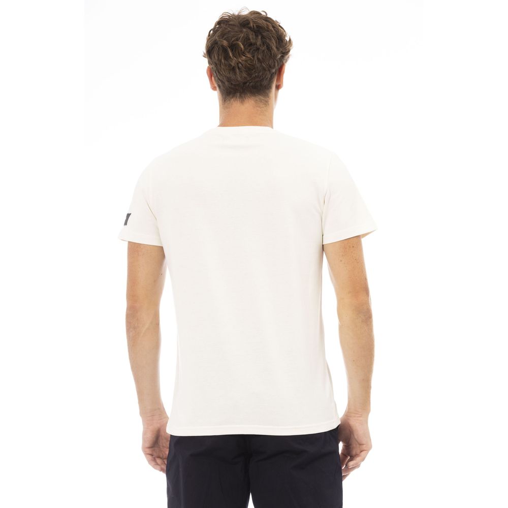 Baldinini Trend Elegant White Monogram Crew Neck Tee