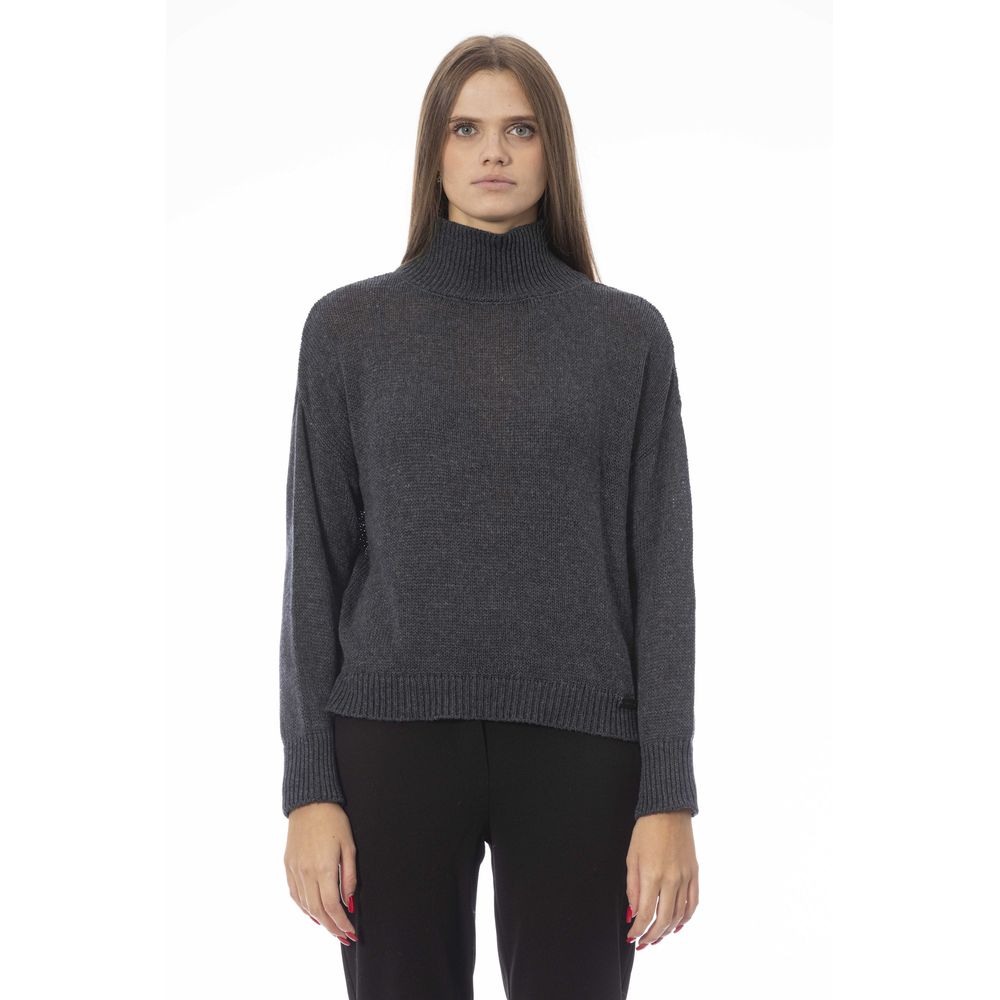 Baldinini Trend Chic Volcano Neck Gray Sweater