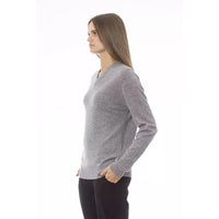 Baldinini Trend Elegant V-Neck Cable Knit Sweater