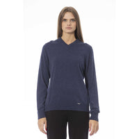 Baldinini Trend Chic V-Neck Blue Sweater