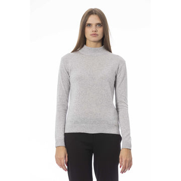 Baldinini Trend Elegant Gray Cashmere Blend Turtleneck Sweater