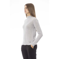 Baldinini Trend Elegant Gray Cashmere Blend Turtleneck Sweater