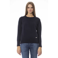 Baldinini Trend Chic Blue Crew Neck Sweater in Wool-Cashmere Blend