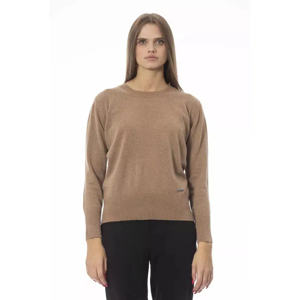 Baldinini Trend Sophisticated Beige Crew Neck Sweater