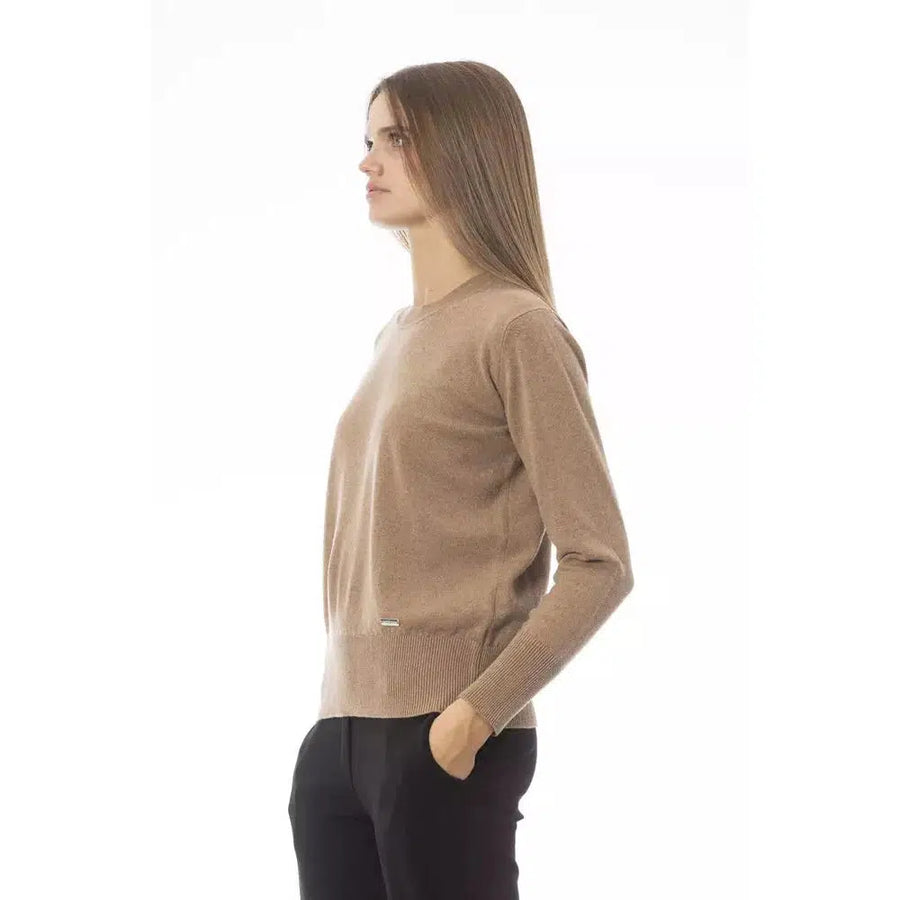 Baldinini Trend Sophisticated Beige Crew Neck Sweater