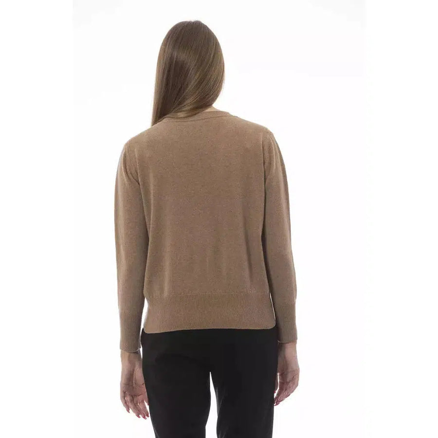 Baldinini Trend Sophisticated Beige Crew Neck Sweater