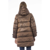 Baldinini Trend Chic Brown Down Jacket with Monogram Detail