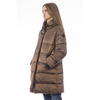 Baldinini Trend Chic Brown Down Jacket with Monogram Detail