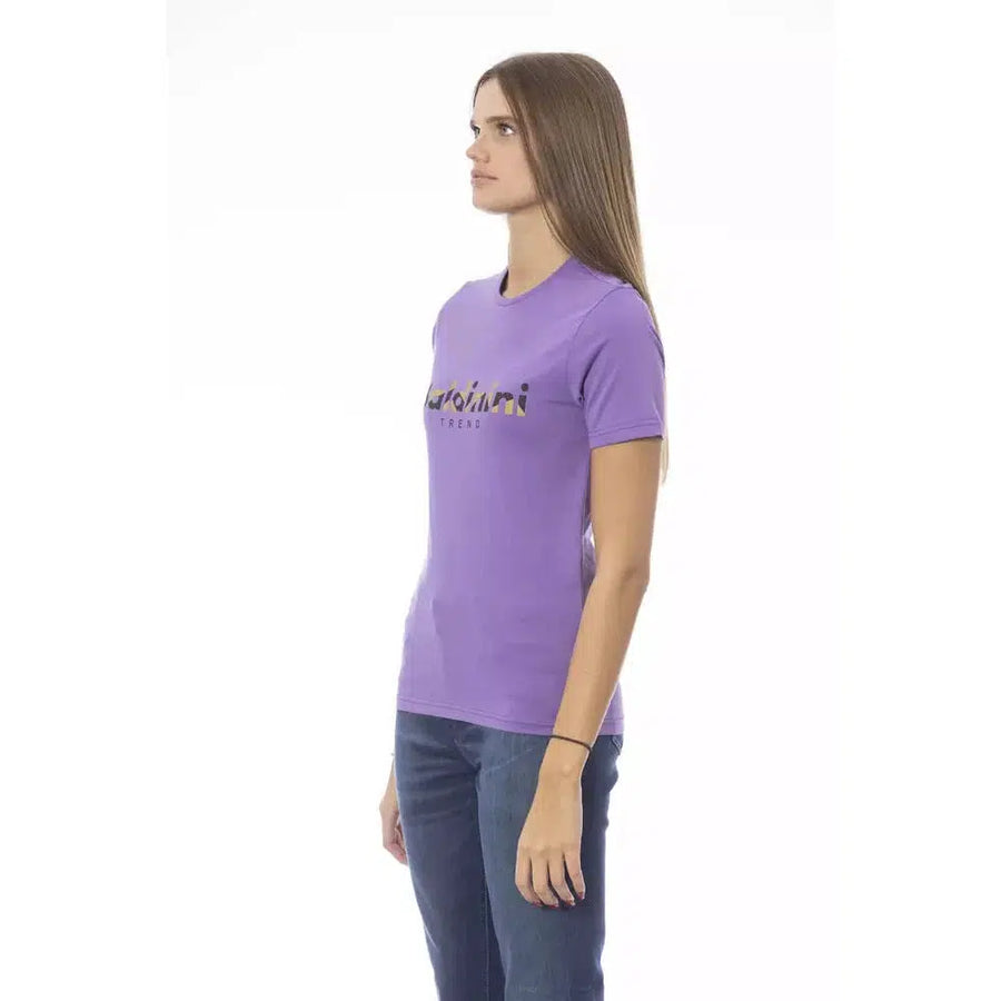 Baldinini Trend Chic Purple Crew Neck Cotton Tee