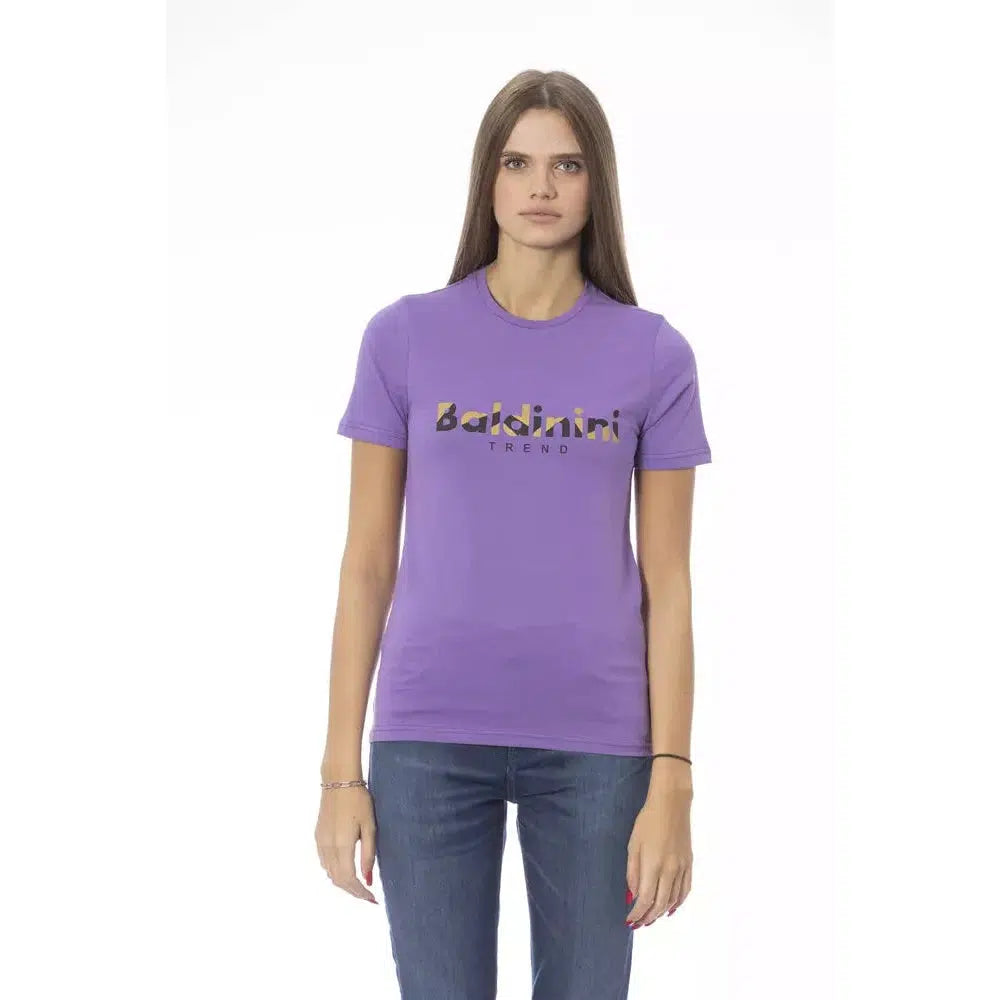 Baldinini Trend Chic Purple Crew Neck Cotton Tee