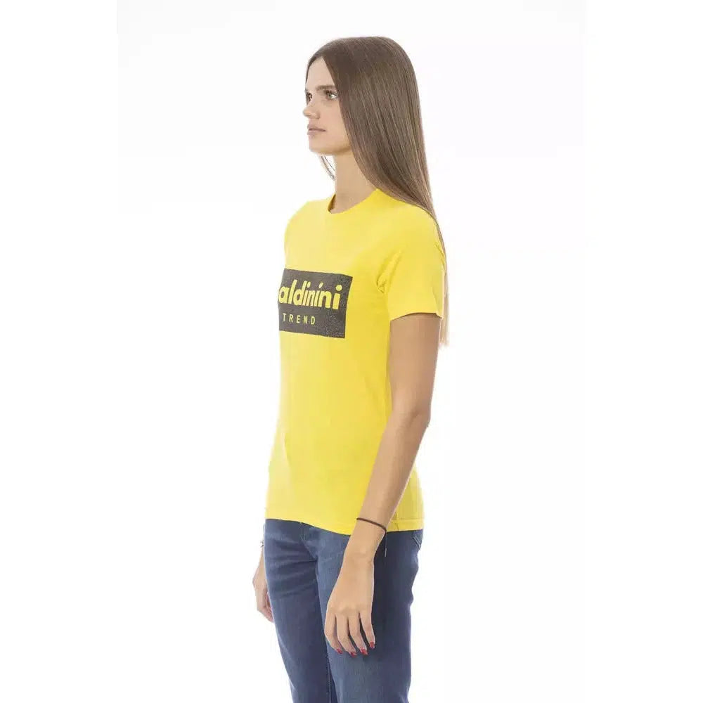 Baldinini Trend Sunshine Yellow Crew Neck Tee with Designer Print