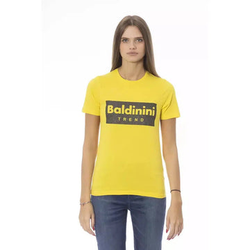 Baldinini Trend Sunshine Yellow Crew Neck Tee with Designer Print