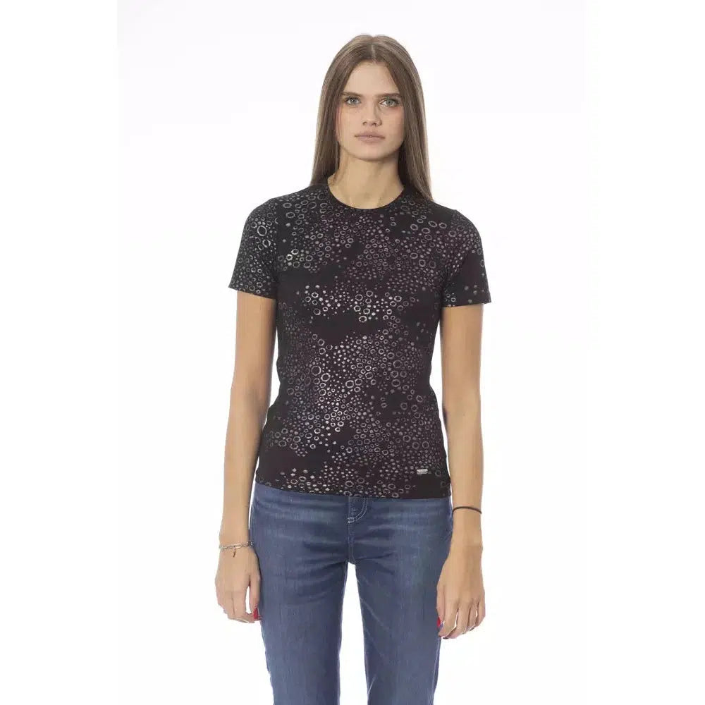 Baldinini Trend Elegant Monogram Patterned Crew Neck Tee