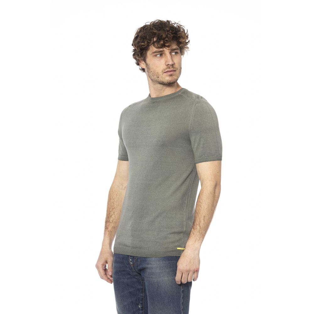 Distretto12 Army Green Crew Neck Cotton Tee