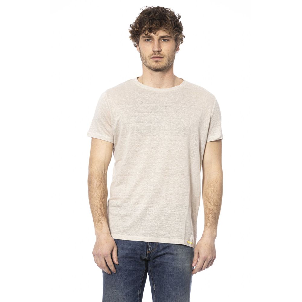 Distretto12 Beige Crew Neck Cotton T-Shirt