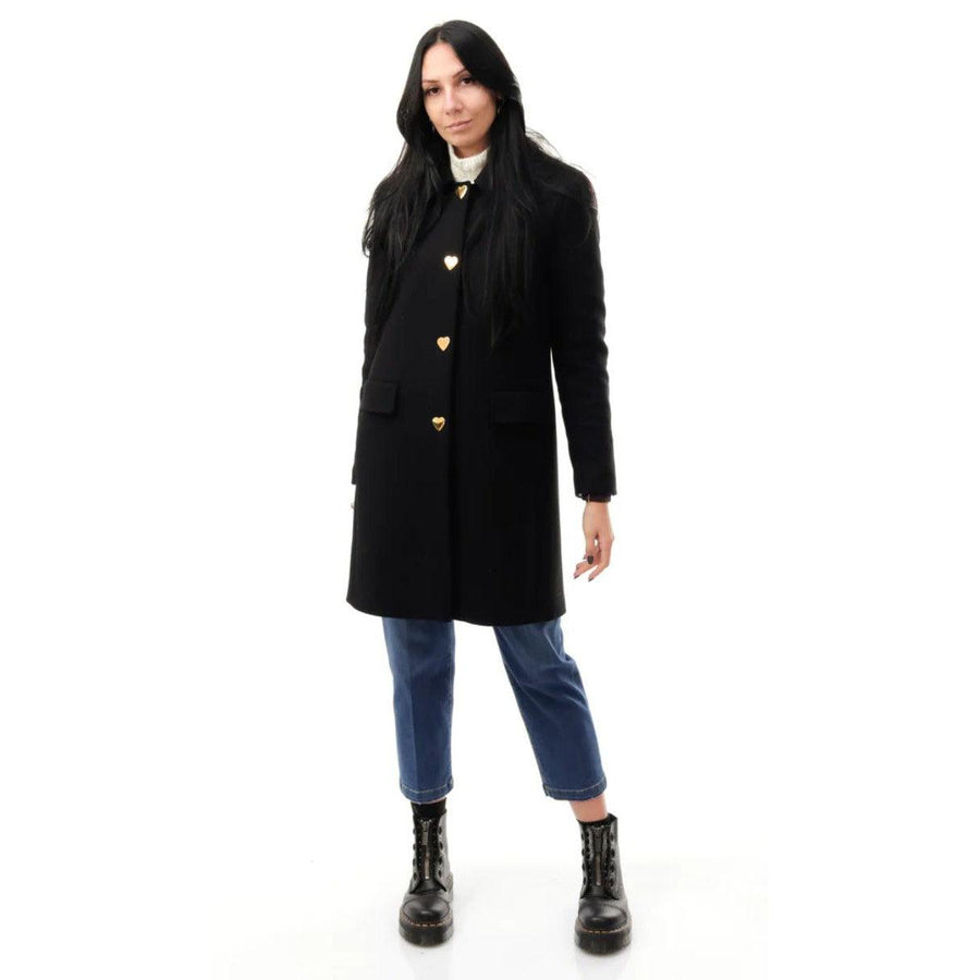 Love Moschino Elegant Wool Blend Coat with Heart Buttons