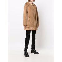 Love Moschino Elegant Beige Faux Fur Hooded Coat