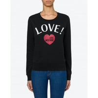 Love Moschino Chic Glitter Heart Cotton Sweatshirt