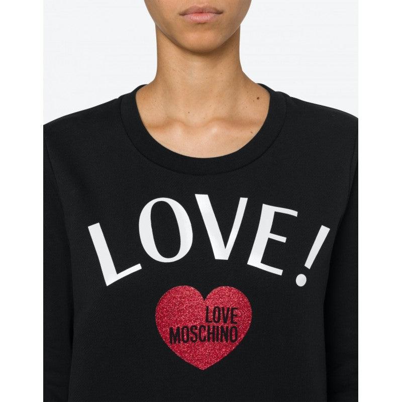Love Moschino Chic Glitter Heart Cotton Sweatshirt