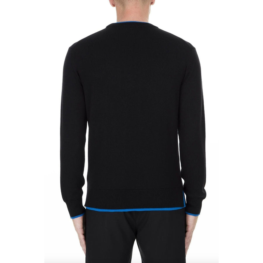 Kenzo Sleek Black Roundneck Sweater with Blue Accents