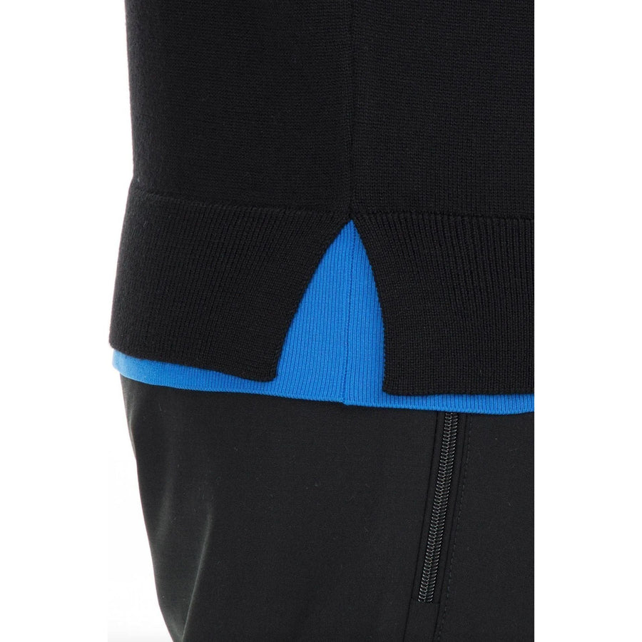 Kenzo Sleek Black Roundneck Sweater with Blue Accents