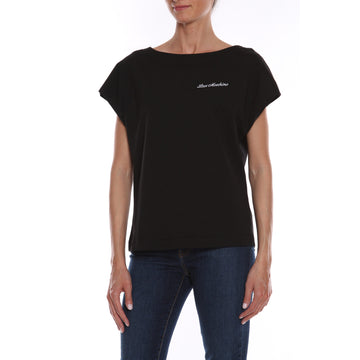 Love Moschino Chic Black Cotton Tee with Heart Details