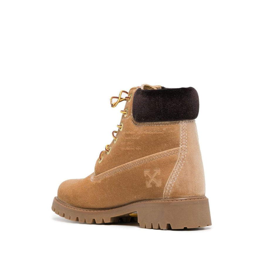 Off-White Beige Leather Iconic Design Boots