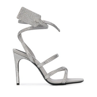 Off-White Dazzling Gray Diamond Buckle Leather Sandals