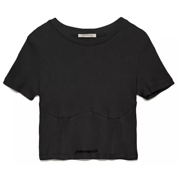 Hinnominate Chic Ribbed Cotton Tee with Logo Detail