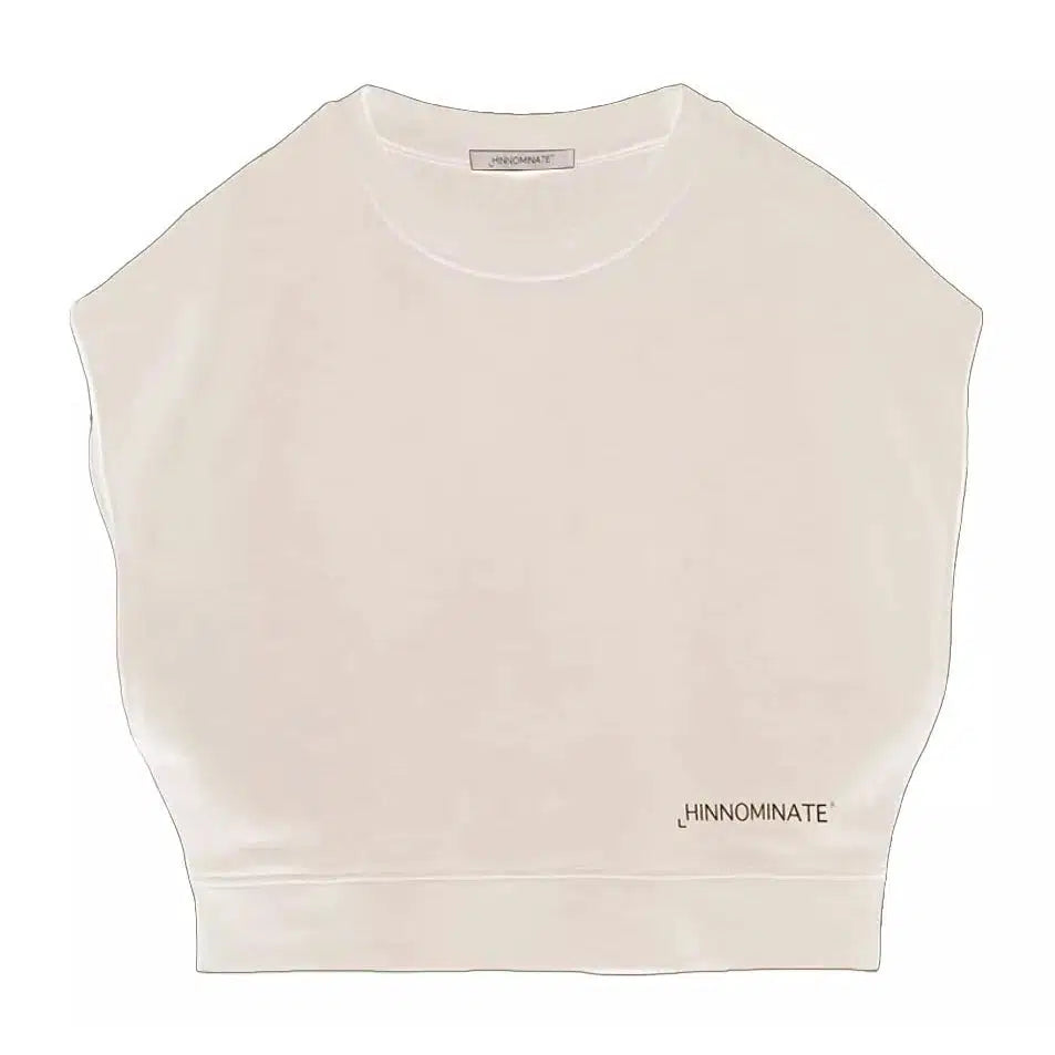 Hinnominate Beige Sleeveless Logo Sweatshirt