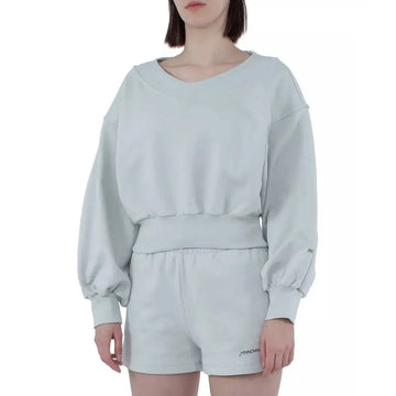 Hinnominate Chic Gray V-Neck Cotton Sweatshirt