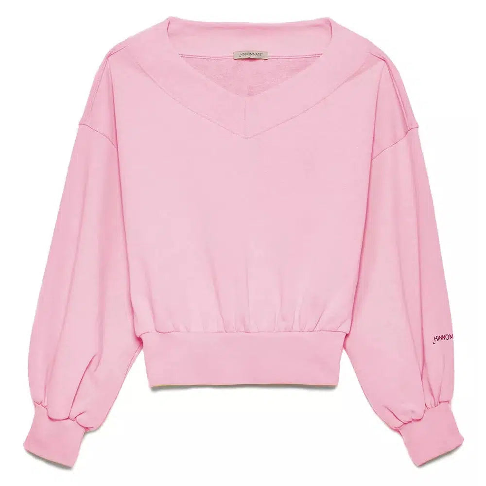 Hinnominate Chic Pink V-Neck Cotton Sweatshirt