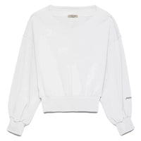 Hinnominate Chic V-Neck Cotton Sweatshirt with Logo Sleeve