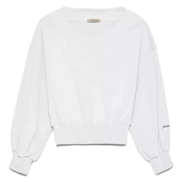 Hinnominate Chic V-Neck Cotton Sweatshirt with Logo Sleeve