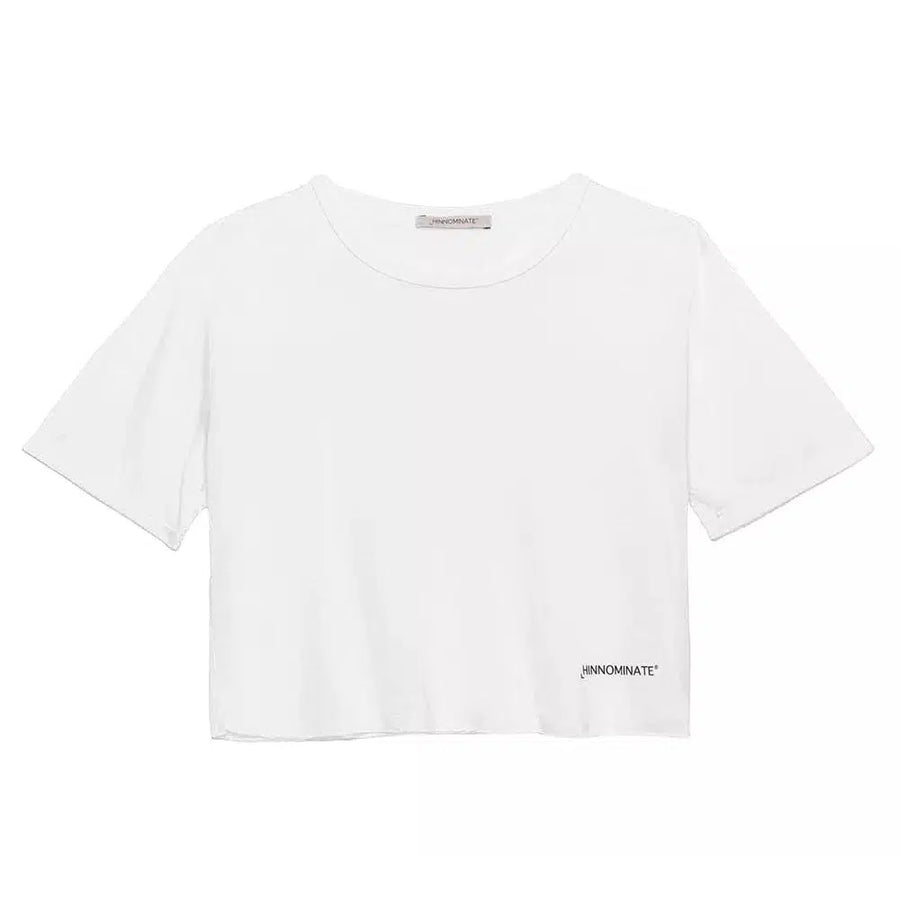 Hinnominate Elegant Raw Cut Modal Tee with Logo Print