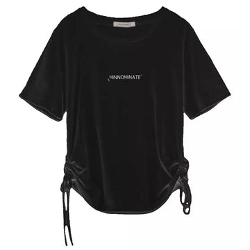 Hinnominate Elegant Gathered Jersey T-Shirt with Laces