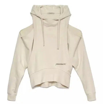 Hinnominate Chic Off-Shoulder Beige Sweatshirt with Hood