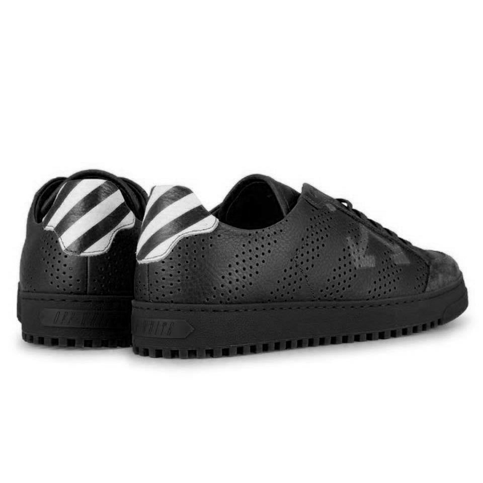 Off-White Chic Black Leather Low-Top Sneakers