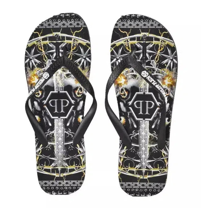 Philipp Plein Multicolor Graphic Print Women's Flip Flops