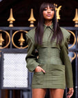 Robe Courte Verte Col Polo Boutonnages Poignets Style Oakland - Paris Deluxe
