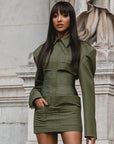 Robe Courte Verte Col Polo Boutonnages Poignets Style Oakland - Paris Deluxe