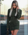 Robe Courte Verte Col Polo Boutonnages Poignets Style Oakland - Paris Deluxe
