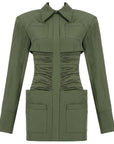 Robe Courte Verte Col Polo Boutonnages Poignets Style Oakland - Paris Deluxe