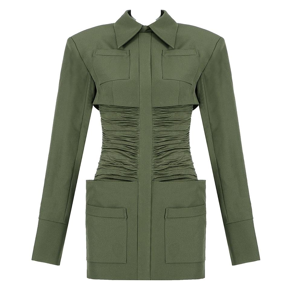 Robe Courte Verte Col Polo Boutonnages Poignets Style Oakland - Paris Deluxe