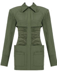Robe Courte Verte Col Polo Boutonnages Poignets Style Oakland - Paris Deluxe
