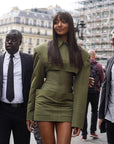 Robe Courte Verte Col Polo Boutonnages Poignets Style Oakland - Paris Deluxe
