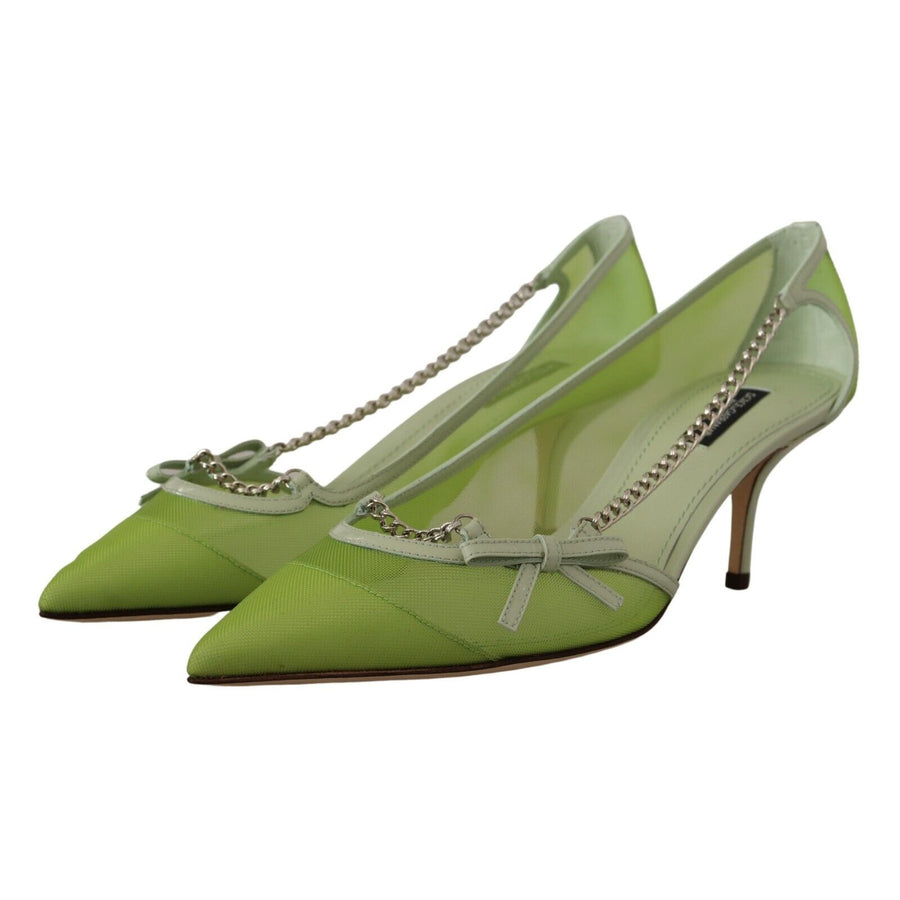 Dolce & Gabbana Enchanting Green Mesh Chain Pumps